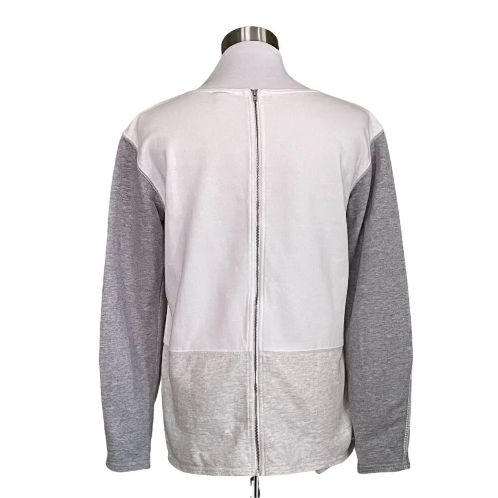 J Crew Colorblock Back Zip Sweatshirt Womens XS Gray White Long Sleeve Pullover